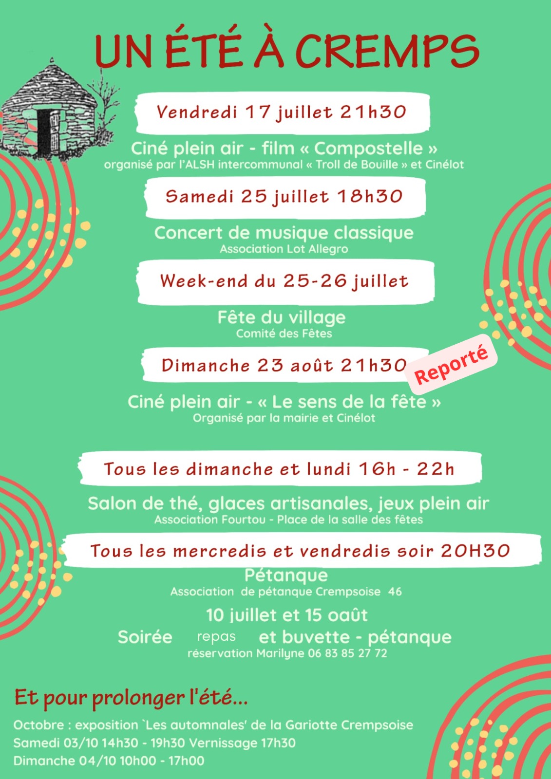 Programme été 2026 report
